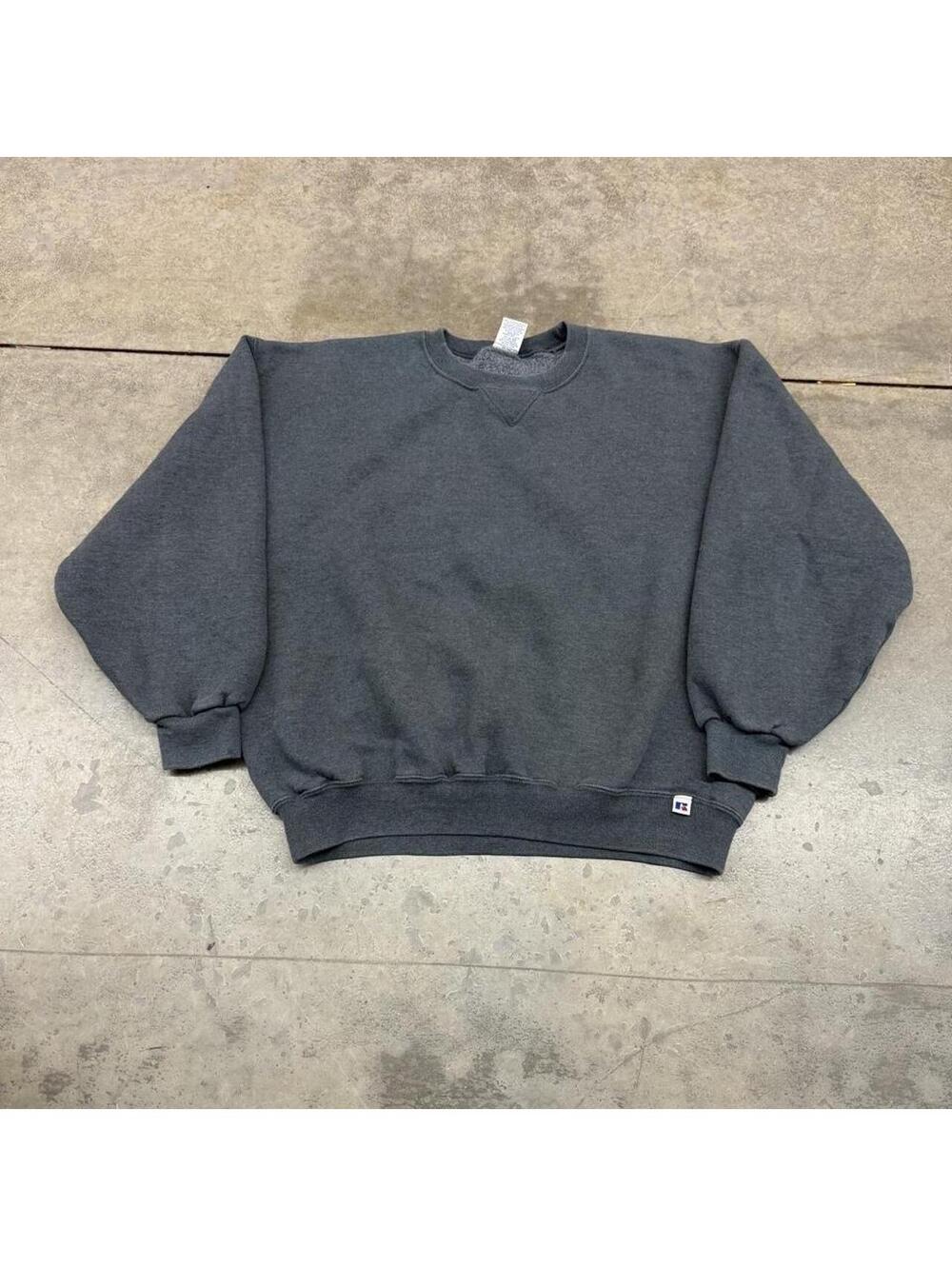 vintage russell athletics dark grey blank crewneck size large
